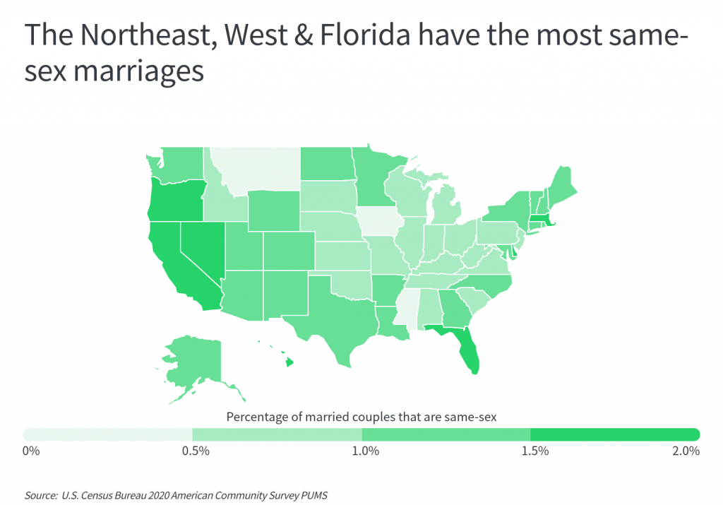 The states that have the most same sex marriages